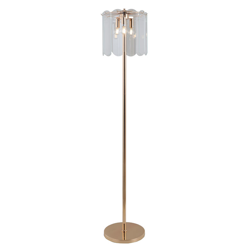 Gulvlampe med 3 pærer i klart glas