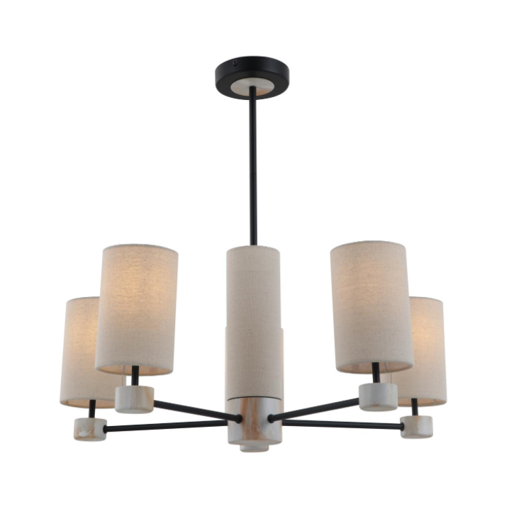 5-Lights Linen beige Metal Pendel Lampe