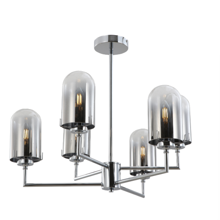 Chrome Metal Smoky Dome Glass pendellampe