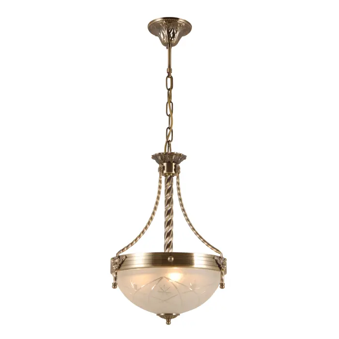 Kobberfinish håndskåret glas retro lysekrone