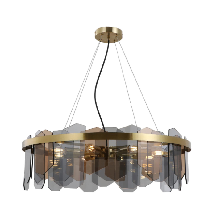 Dobbeltfarvet glas messing finish pendellys