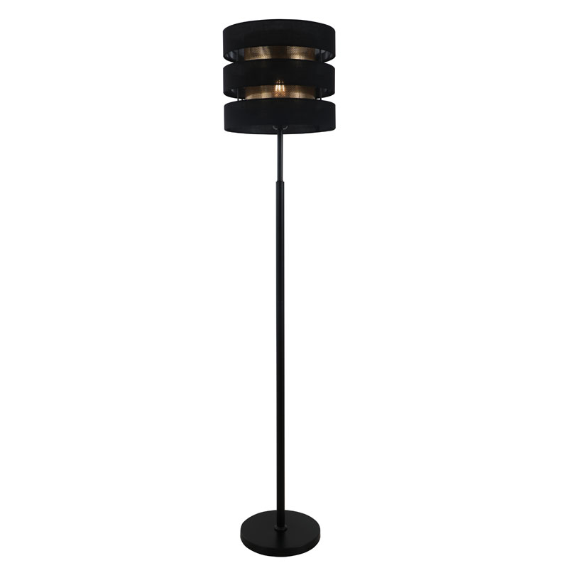 Sort gulvlampe med dobbelt skærm