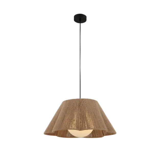 Hamp reb og glas skærm pendel lampe