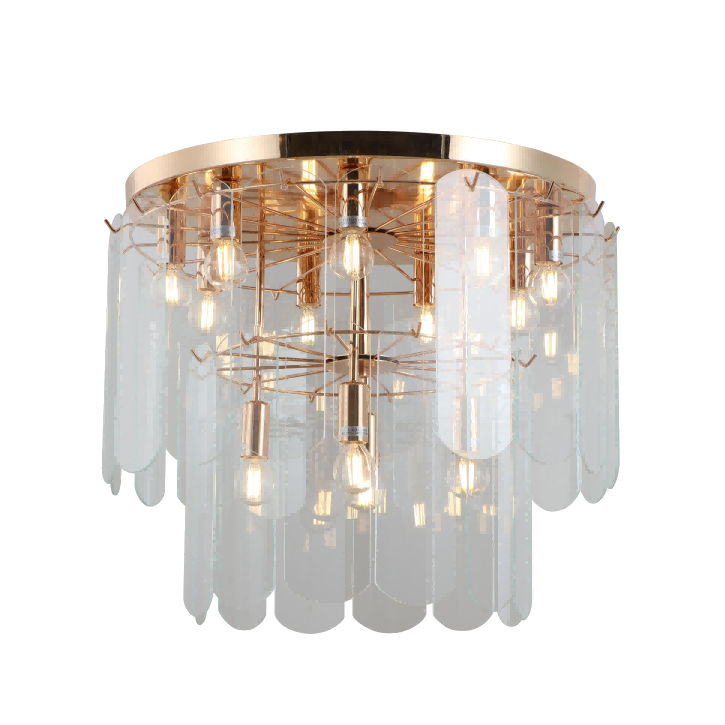 Luksus to-lags guldflush mount lysekrone