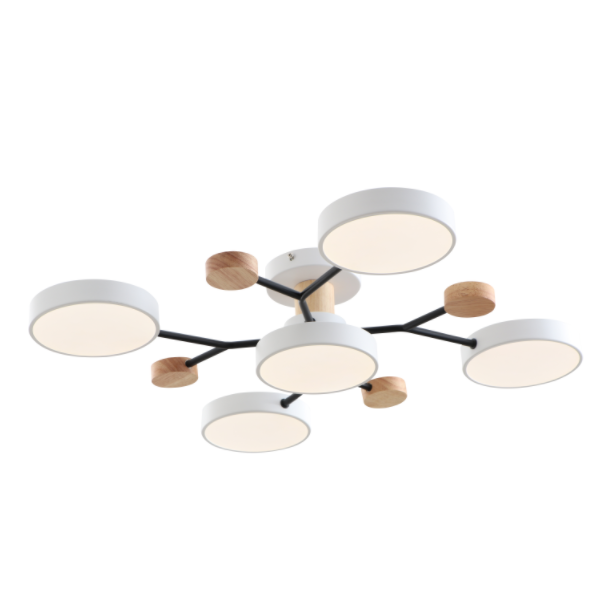 Moderne LED -loftslampe med træ accent
