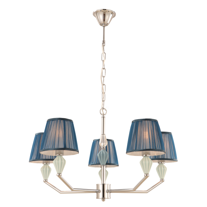 Navy Blue 5-Light Drum Chandelier med keramisk accent