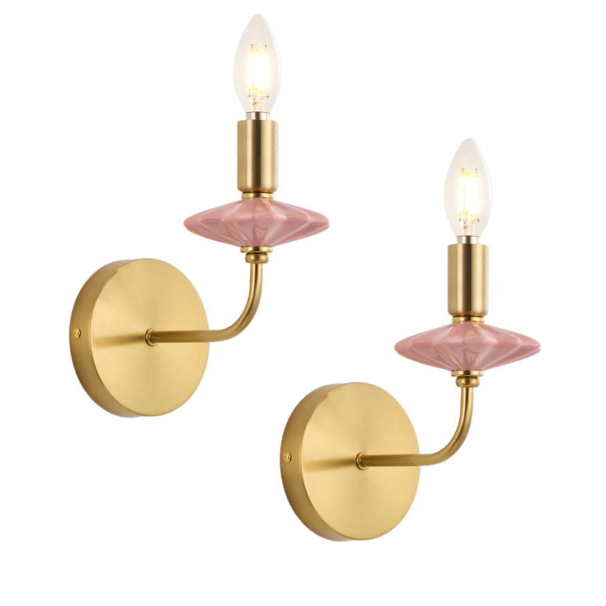 Pink keramisk stearinlys væglampe